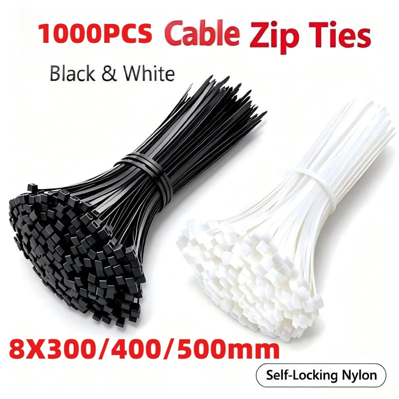 Heavy Cable Zip Ties Self Locking Nylon Wire Ties UV Resistant Industrial Cable Management for Electrical Garage Workshop Use