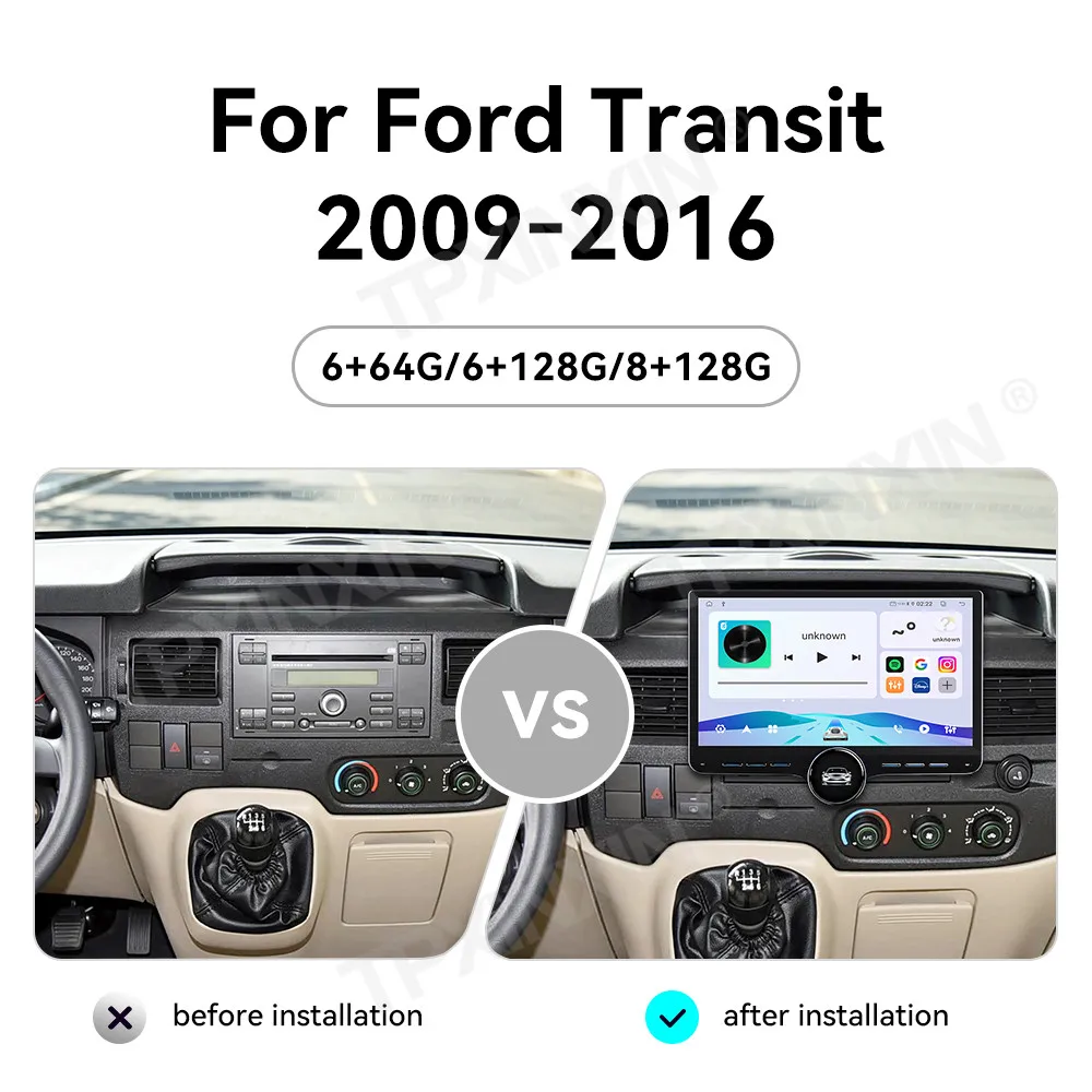 Car Accessories Radio For Ford Transit 2009-2016 Android Auto GPS Navigation Multimedia Stereo Receiver Head Unit Offline Maps