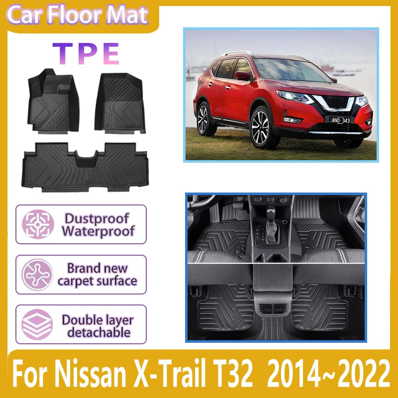 

Left Hand Drive For Nissan X-Trail T32 2015 Rogue 2014~2022 Car Floor Mat TPE Dustproof Carpet Interior Parts Car Accessories