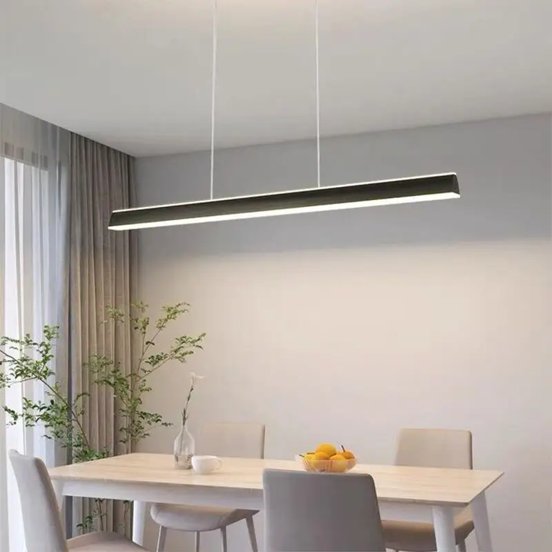 

Modern Dining Room LED Pendant Light Office Extra Long Black/White Home Interior Lighting Decorative Long Bar Pendant Light