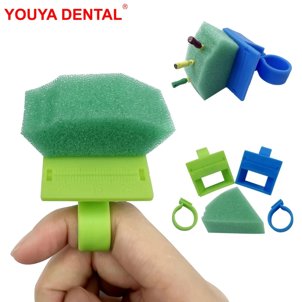 Dental Endo File Holder Endodontic Root Canal File Stand Finger Ring Type With Measuring Ruler Cleaning Foam Sponge Dentist Tool