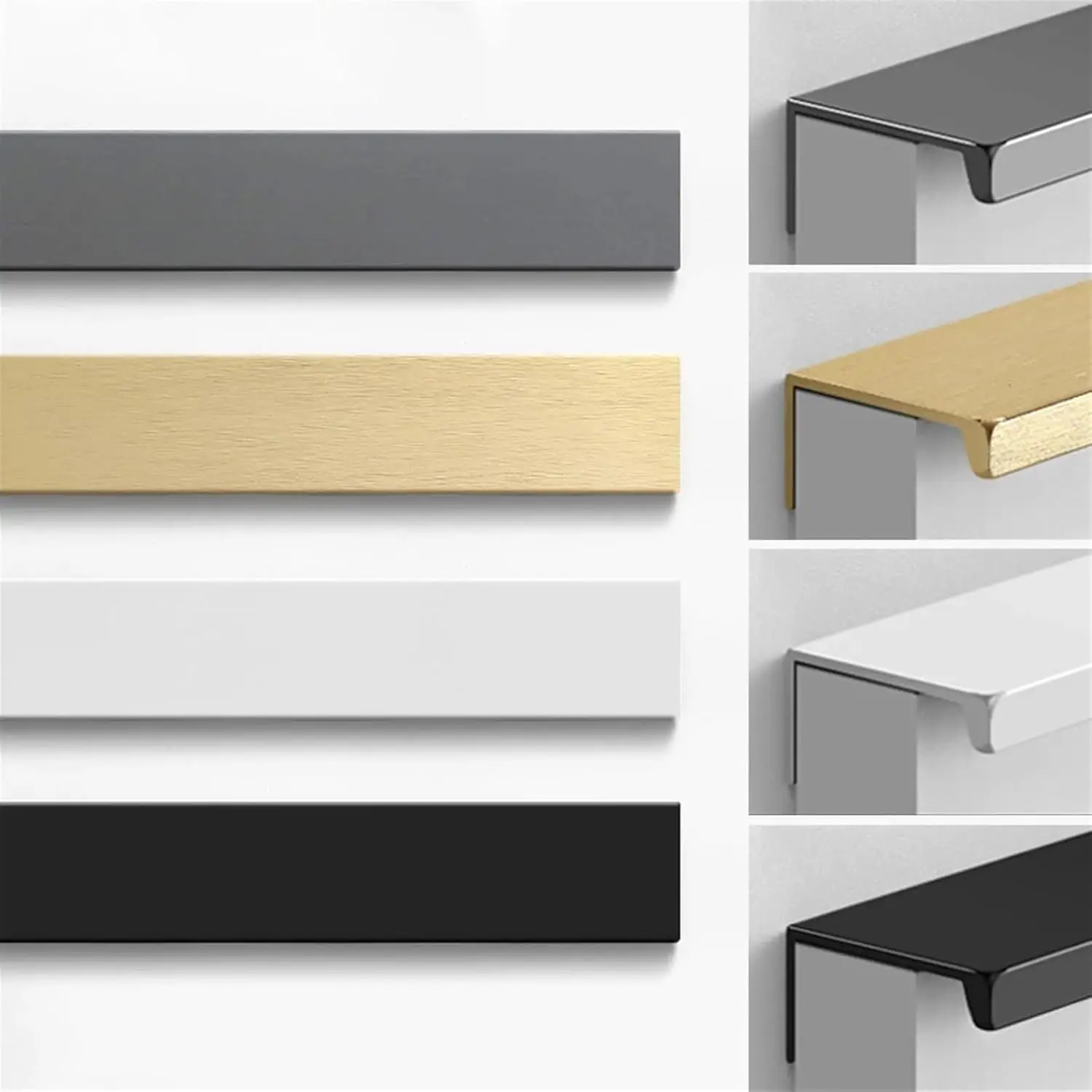 5 Stück versteckte Schrankgriffe aus Aluminiumlegierung, versteckte Möbelgriffe, Schrankgriffe für Schrank, Schublade, Küche, Schranktür, Hardware