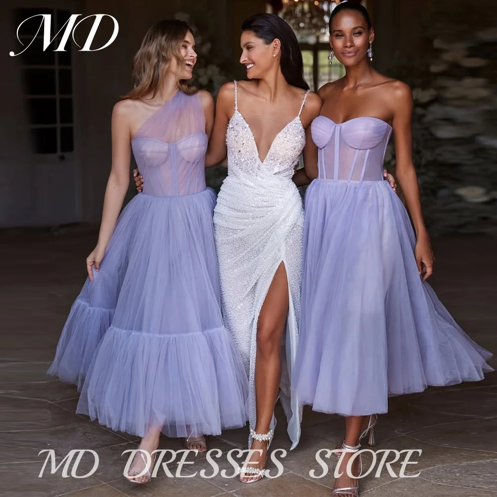 

MD Elegant Dusk Tulle A-line Organza Bridesmaid Dresses Pleat Perspective Sleeveless Pleat Prom Gown Customized Party Dress 2025