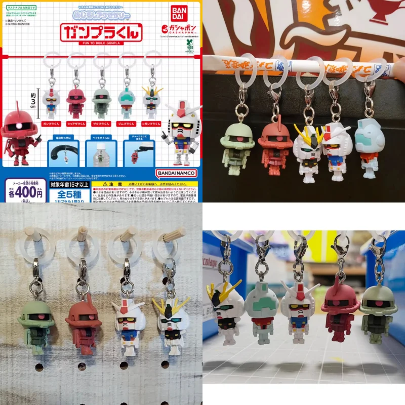 En Stock Original Bandai Gashapon versión Q Gundam traje móvil Zaku llavero bolsa colgante coleccionable Anime figuras de acción de juguete