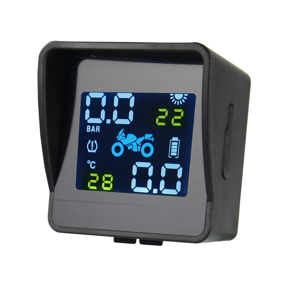 High Precision Wireless Motorcycle TPMS-Solar Powered LCD Display Bluetooth Realtime Monitor Tire Pressure Monitoring System