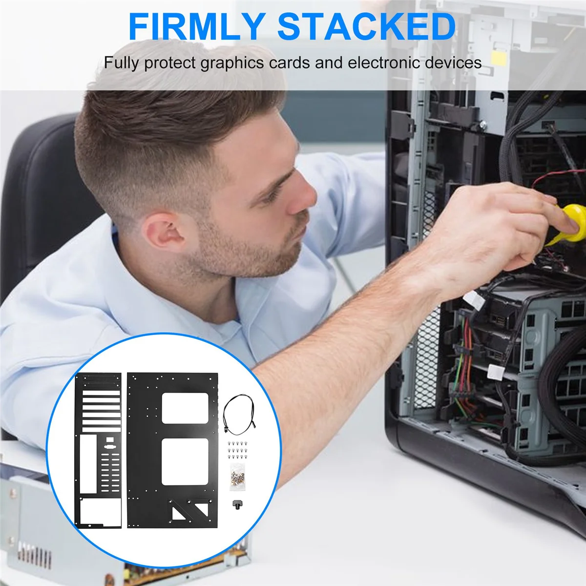 Mining Frame Mining ETH Motherboard Bracket Thickened Bitcoin Mining Rig Case Support ITX/ Mini ATX for 8 GPU(ATX)