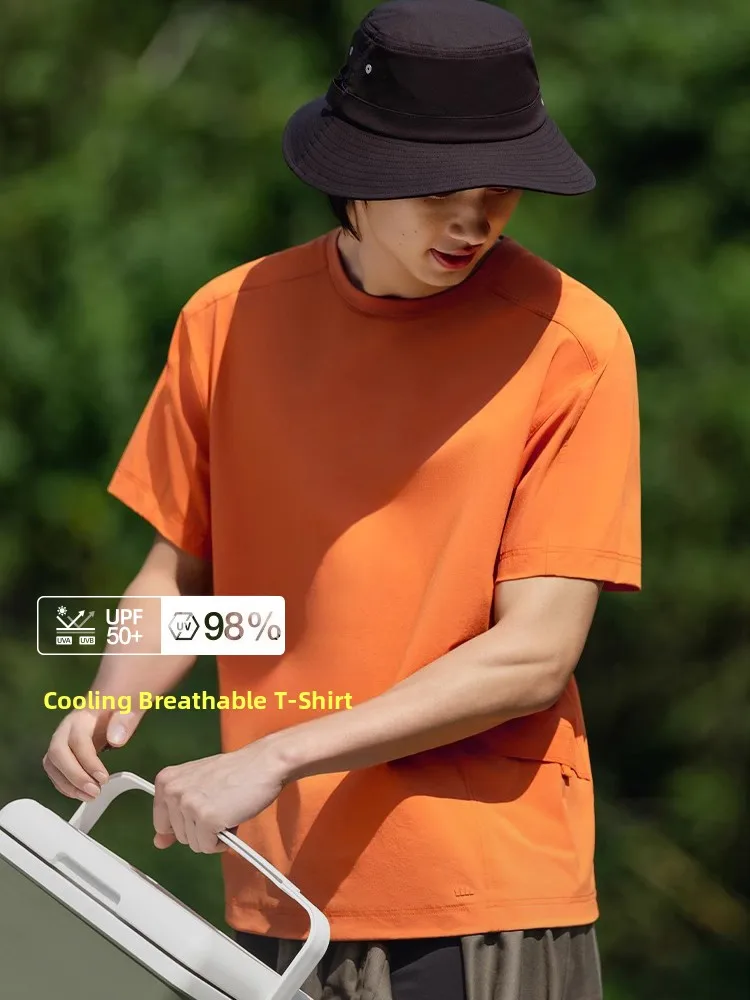 

Мужская футболка Qui Dry, повседневная, свободного кроя, с круглым вырезом, коротким рукавом, спортивная, однотонная, с защитой от солнца, весна-лето, Banana Le