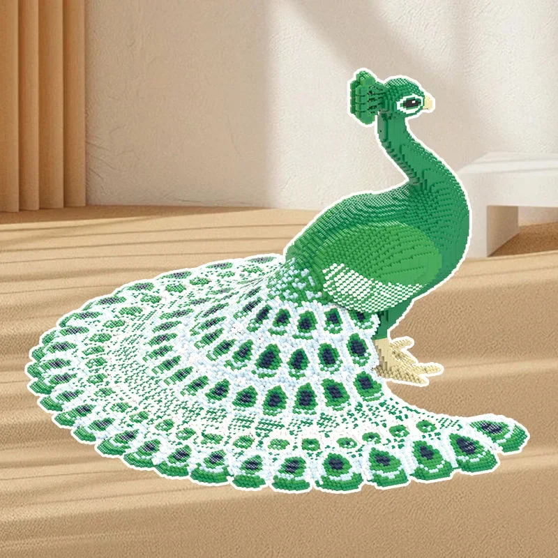 

70cm jade green peacock building blocks creative decoration small particle puzzle assembled toys for children gifts handmade DIY