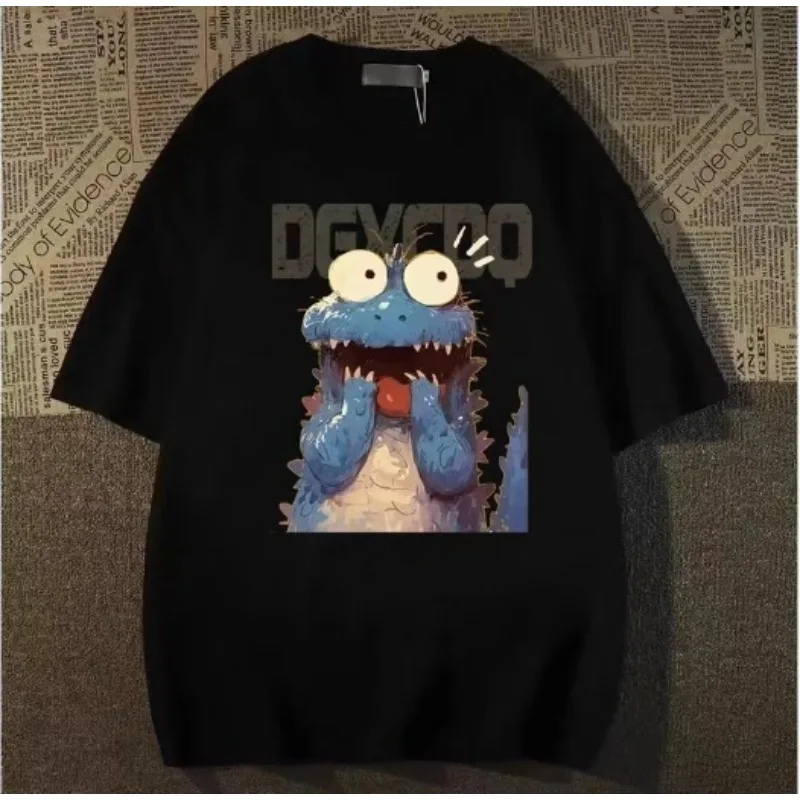 

Новая летняя простая мужская и женская футболка с динозавром, весенне-осенняя пара, индивидуальный тренд, свободный повседневный топ с короткими рукавами