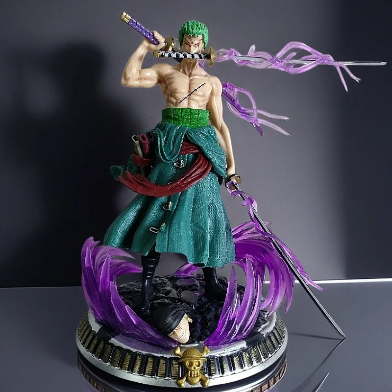 

One Piece Roronoa Zoro Figure 3 Sword Style PVC Anime Statue with Purple Haki Effect Base Desk Bookshelf Decor Birthday Gift for