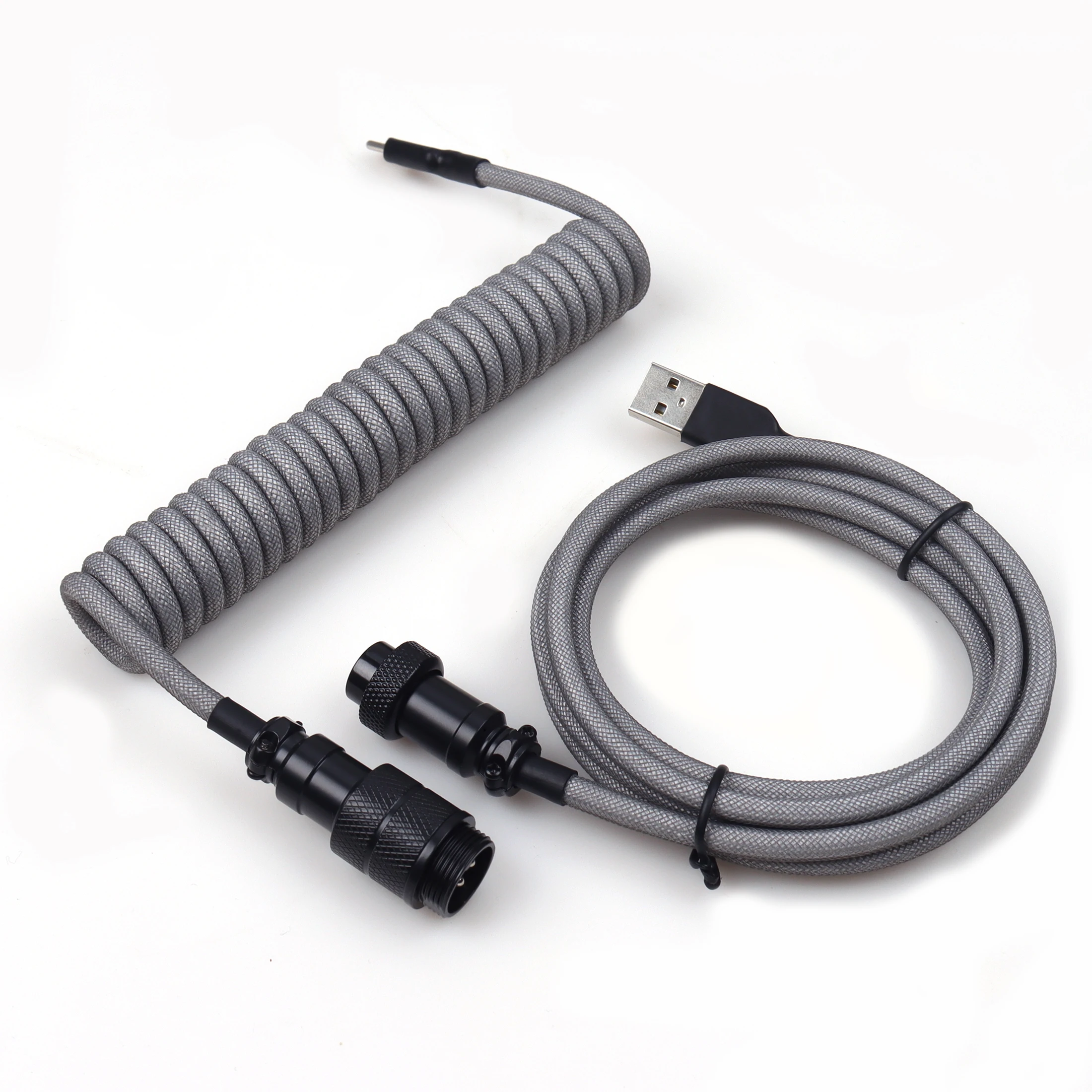 LANO USB A auf Typ C für mechanische Gaming-Tastatur, doppelt ummanteltes Kabel mit abnehmbarem GX16-Flieger-Spiralstromkabel 6