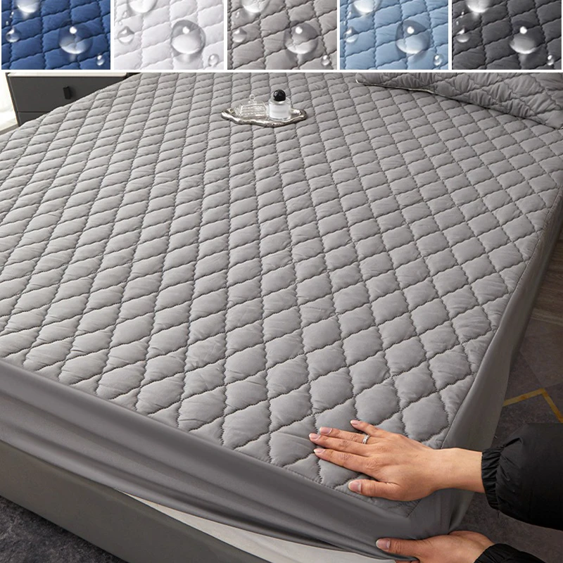 

Quilted Waterproof Mattress Protector Queen King Size Fitted Sheet Thickened Skin Friendly Hypoallergenic Machine Washable Cover