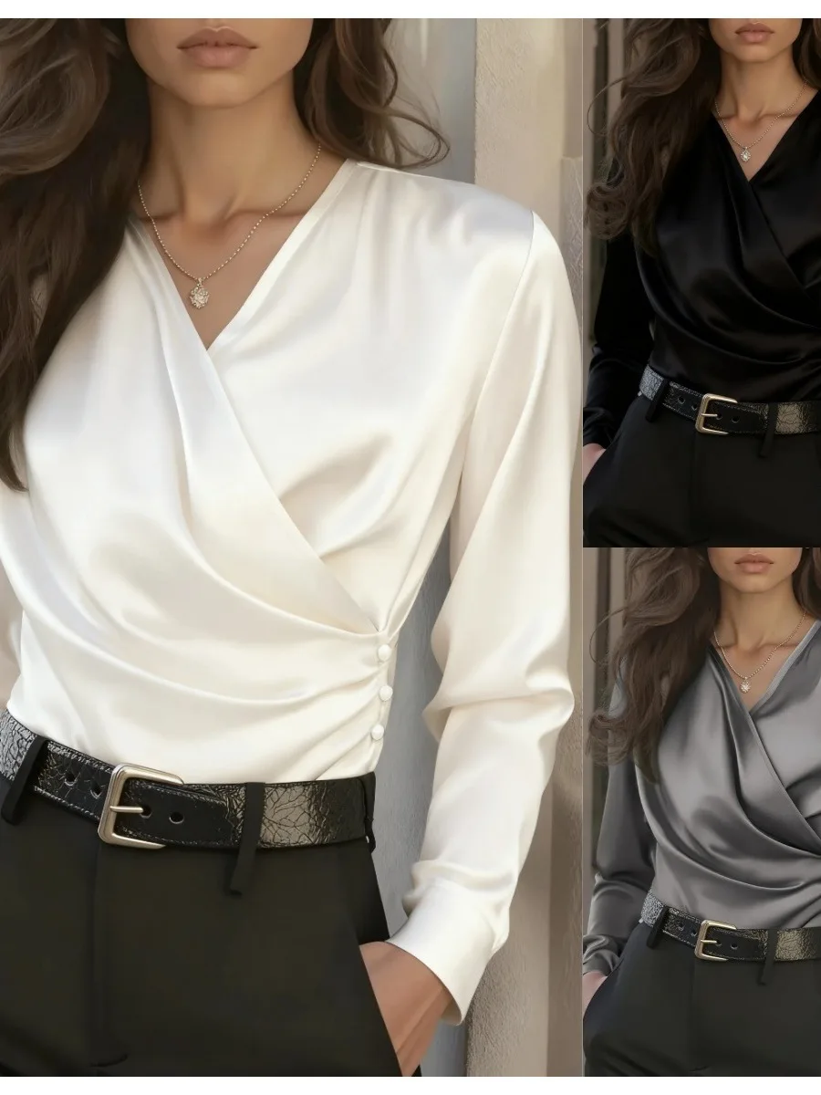 

Женское приталенное платье Ele V-Ne для повседневной носки, универсальное, с длинным рукавом, в европейском стиле, модное, деловое, повседневное.