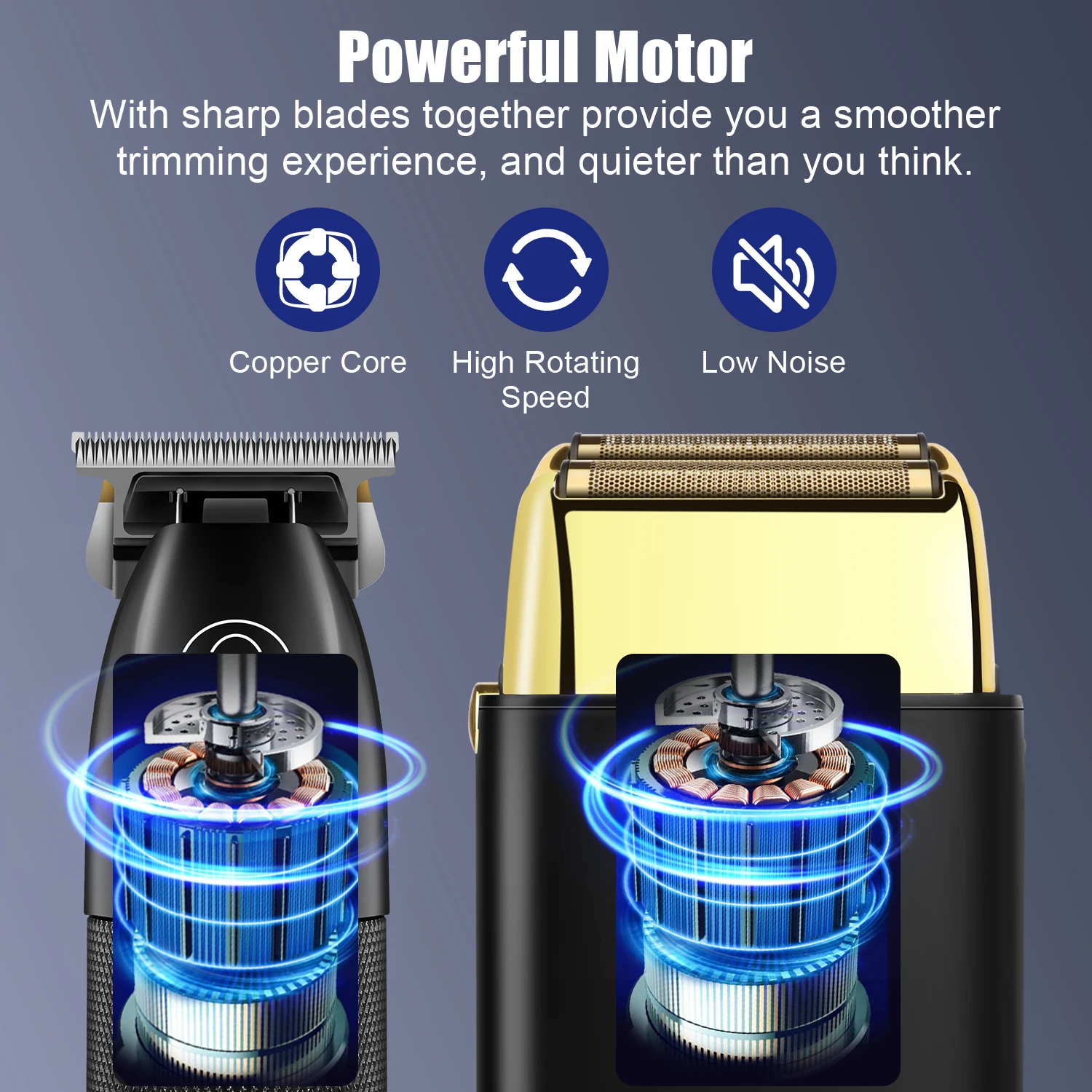 HIENA PRO Men's Hair Clipper & Foil Shaver Set, Cordless Rechargeable Grooming Kit with LED Display, USB Charging for Home Salon