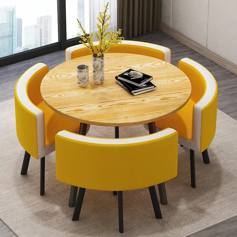 Set 4 Chairs Mobile Dining Tables Coffee Round Kitchen Poker Table Modern Floor Muebles Para El Hogar Home Furnitures GPF26XP