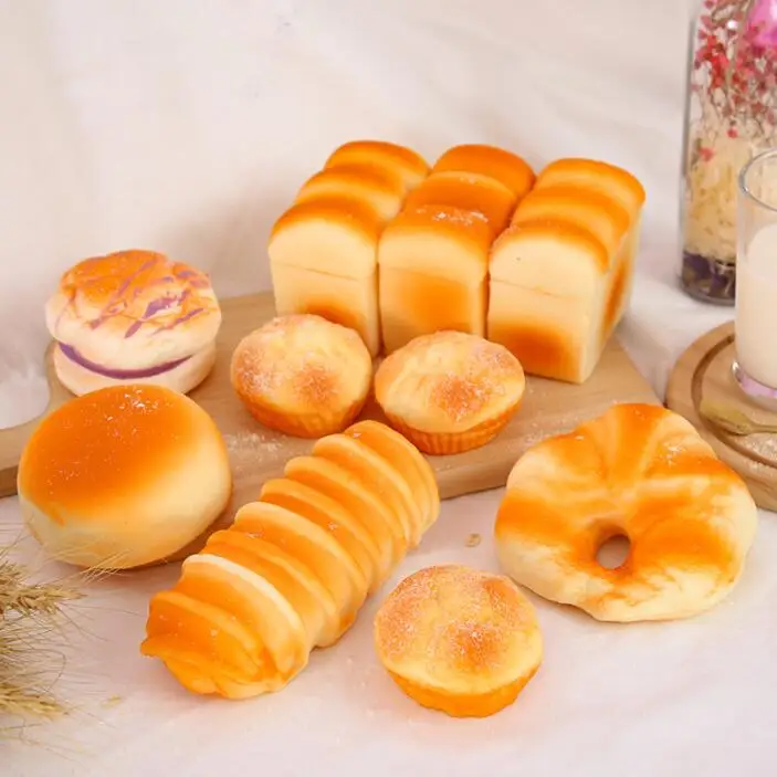 

toast squishy Food Creative Simulation Bread Toast Donuts Slow Rising Squeeze Stress Relief Toys Spoof Tease People Desktop