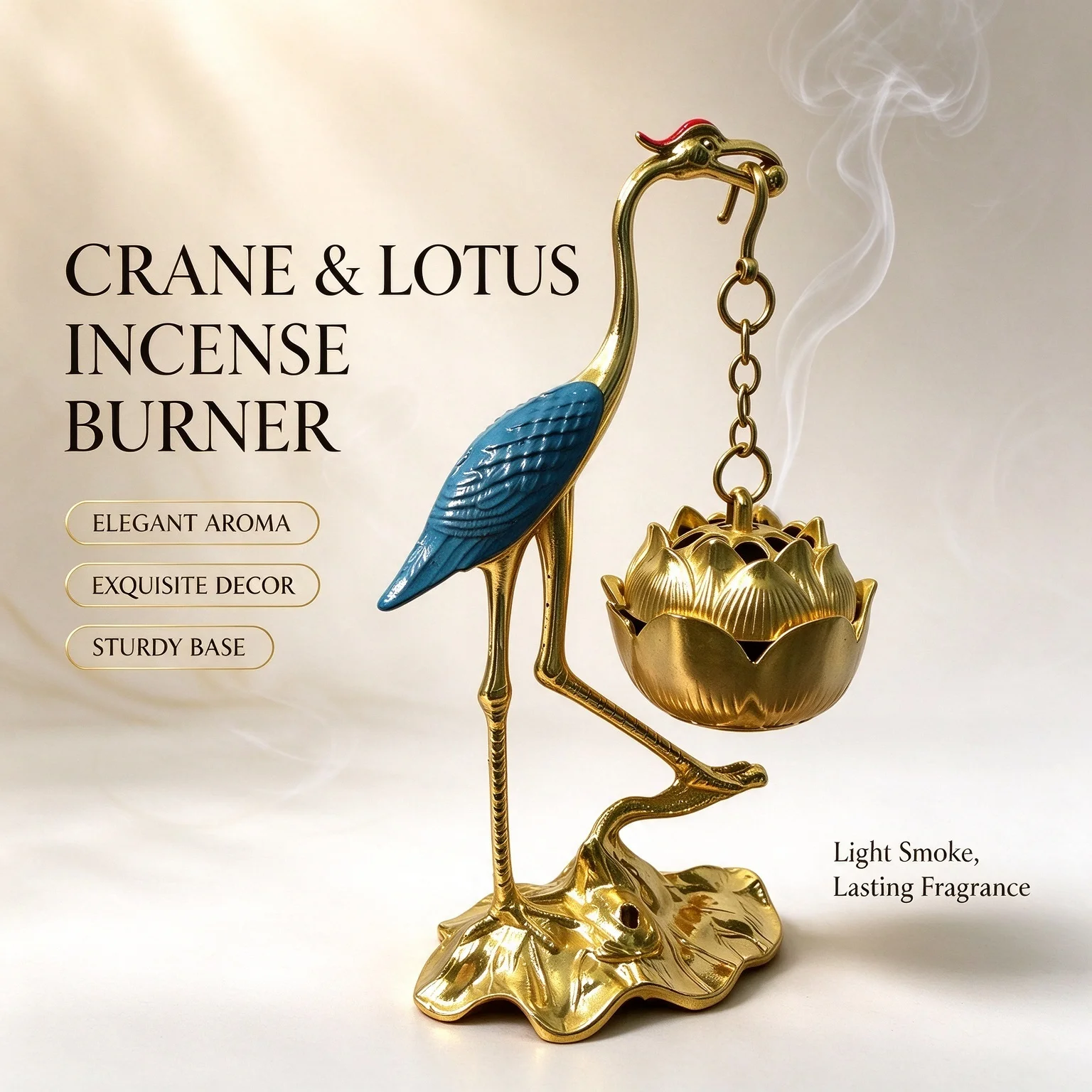 Crane Lotus Hanging Incense Burner Metal Mabkhara Bakhoor Holder Luxury Home Table Decor Ramadan Gift Aromatherapy Censer