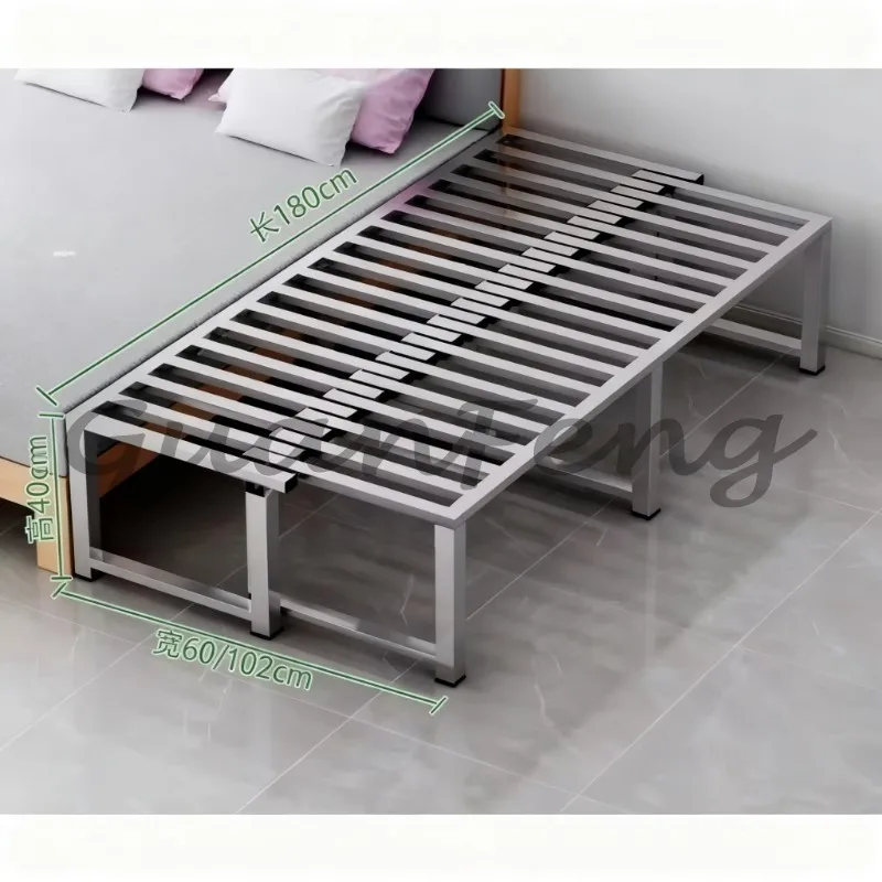 Space Saving Portable Telescopic Splicing Bed, Stainless Steel Thickened Widened Bed for Family Hotel