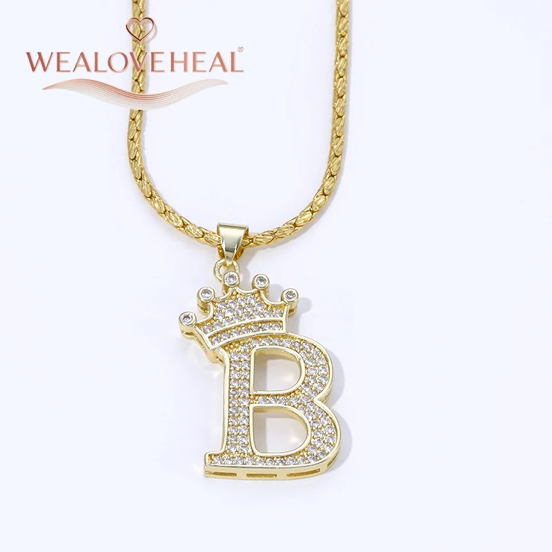 18K Vergoldete A-Z Kronen-Initial-Halskette, Iced Out CZ 26 Buchstaben-Anhänger-Kette, Personalisierter Hip-Hop-Schmuck Geschenk für Ihn und Sie – Detail 20