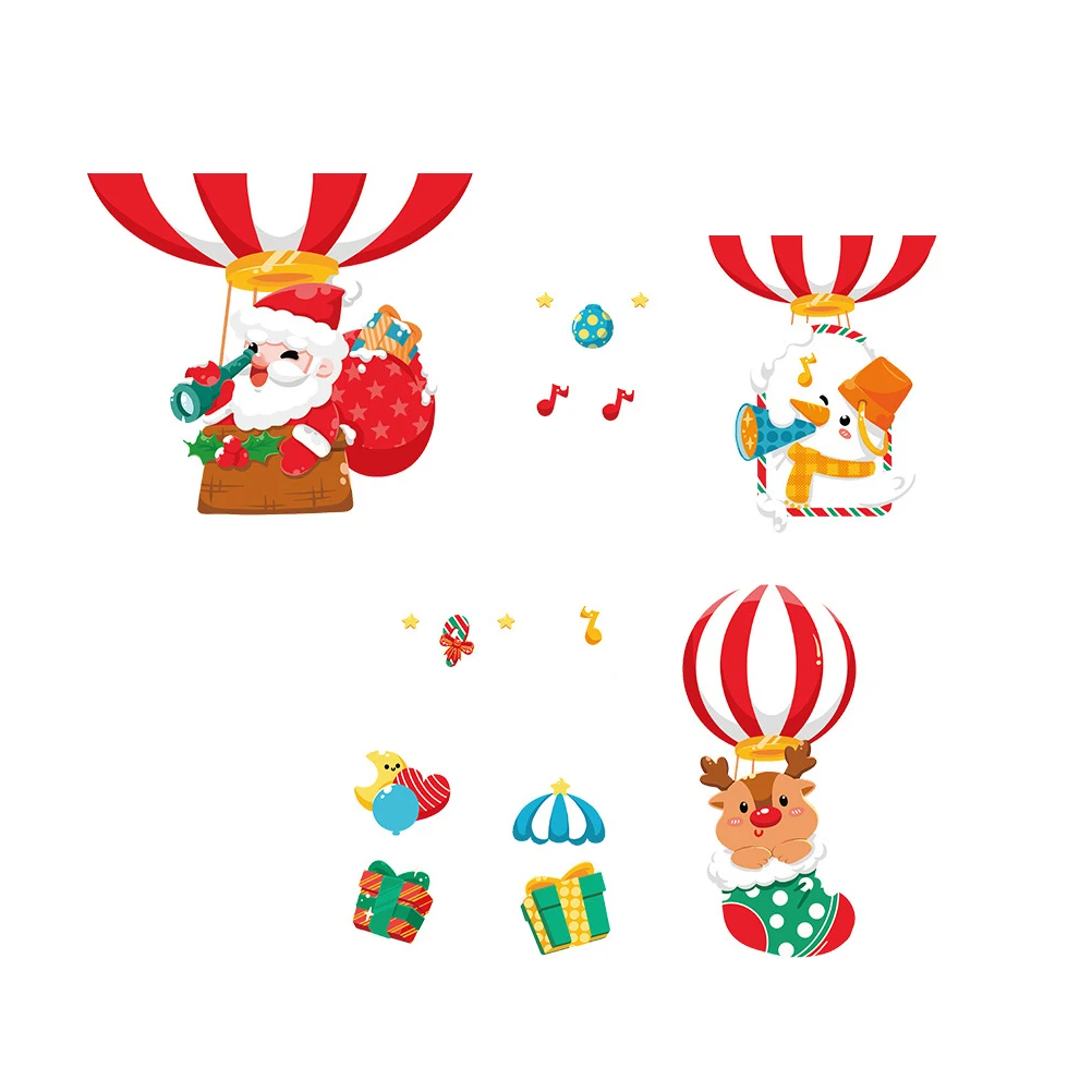 

2Pcs Hot Air Balloon Stickers PVC Christmas Decorative Waterproof Removable Wall Sticker Glass Window Coverings Cartoon Design