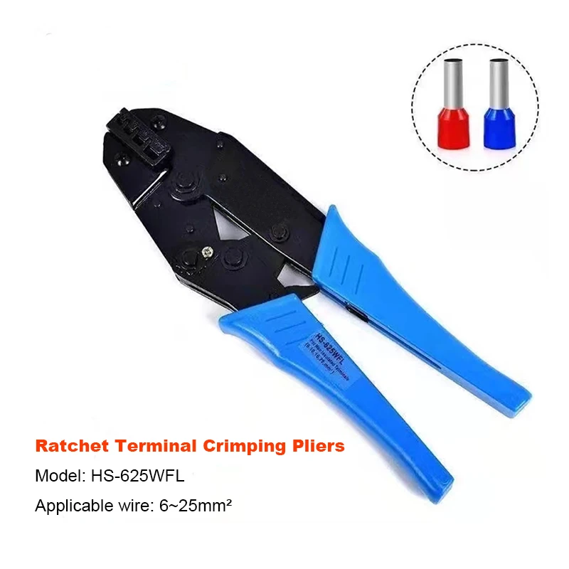 Tube Terminal Crimping Pliers Connector 0.25-35mm2 European Ratchet Terminals Wire Clamp 5