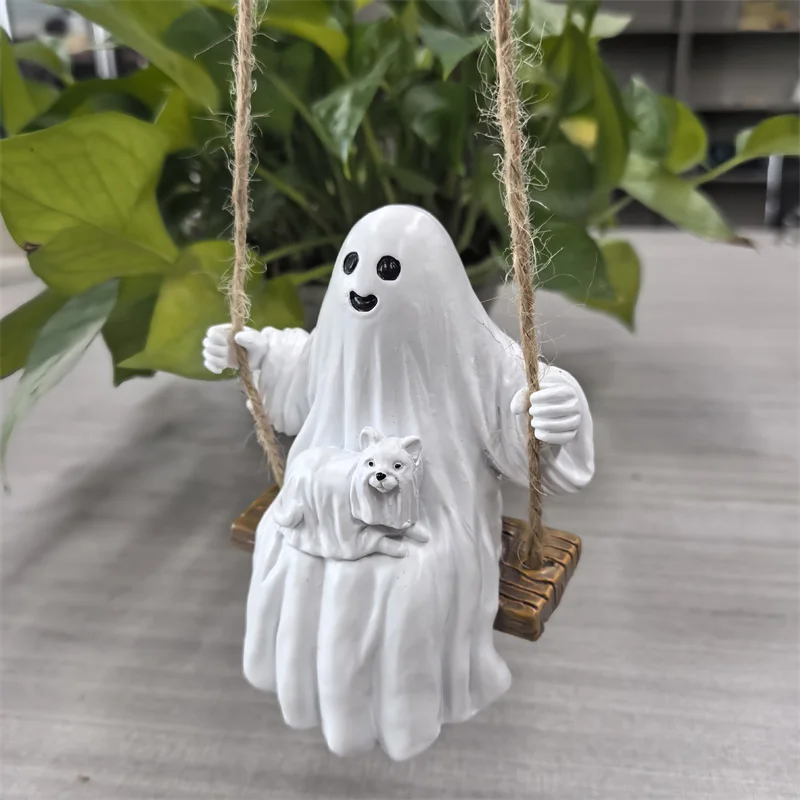 Halloween Swing Ghost Pendant Suitable For Gardens And Home Outdoor Trees Weird Hanging Decoration Ornament