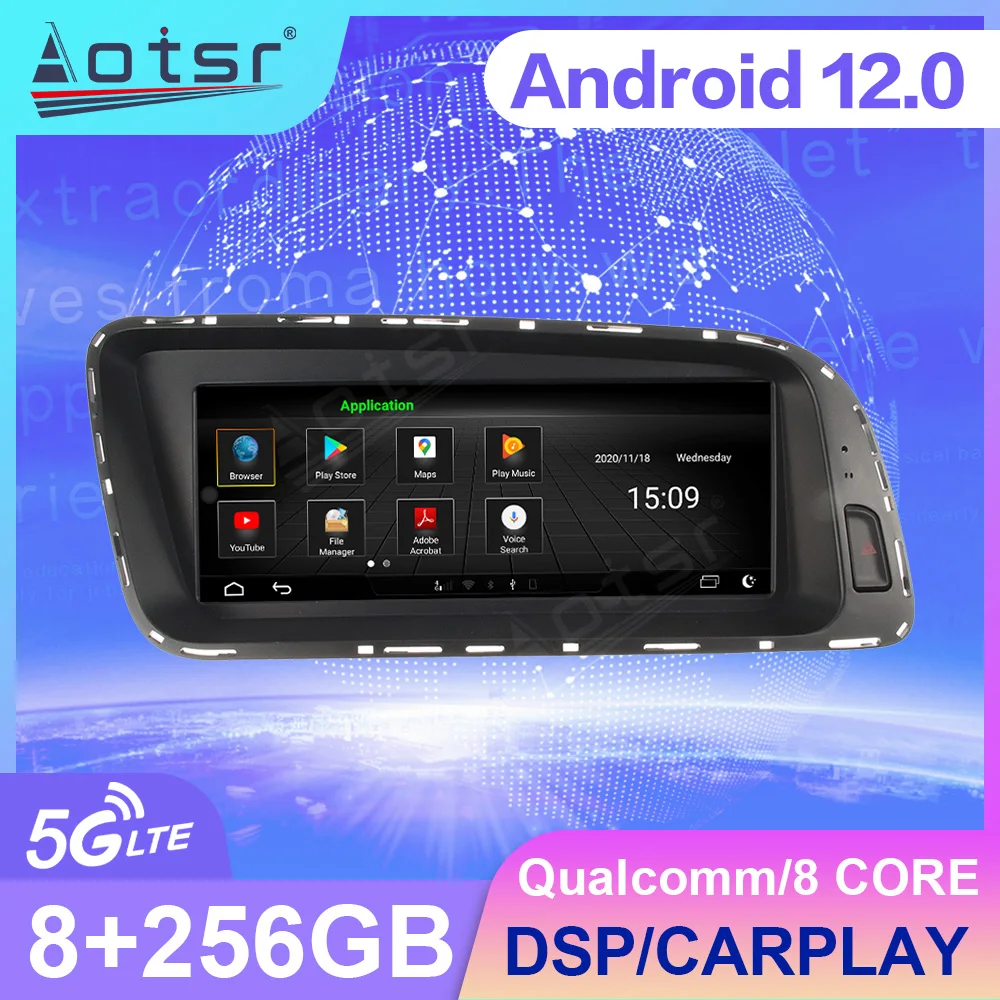 Pantalla Android 12 de 8,8 pulgadas para Audi Q5 2009 2010 2011 2012 2013 2014 2015 Carplay GPS reproductor Multimedia Central unidad principal estéreo