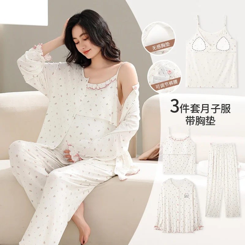 Cotton Postpartum Pregnant Women Breastfeeding Suit Long-sleeved Pajamas Home Clothes In Spring Autumn and Winter