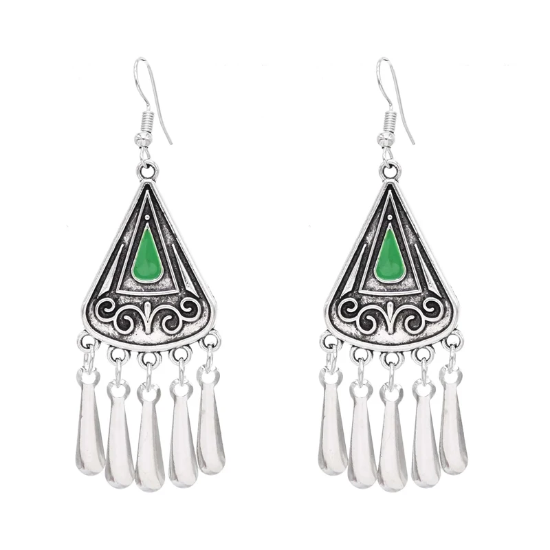 Tassel Women Drop Earrings Vintage Ethnic Dripping Glaze Statement Earrings Retro Gypsies Charms Earrings Feminina