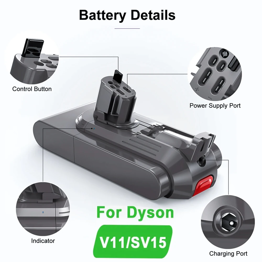 25.2v6/8Ah lithium Battery 25.2V for Dyson V11 Absolute Extra/Absolute/Animal V11-SV14,V11-SV15 SV16 SV17 cordless vacuum cleane