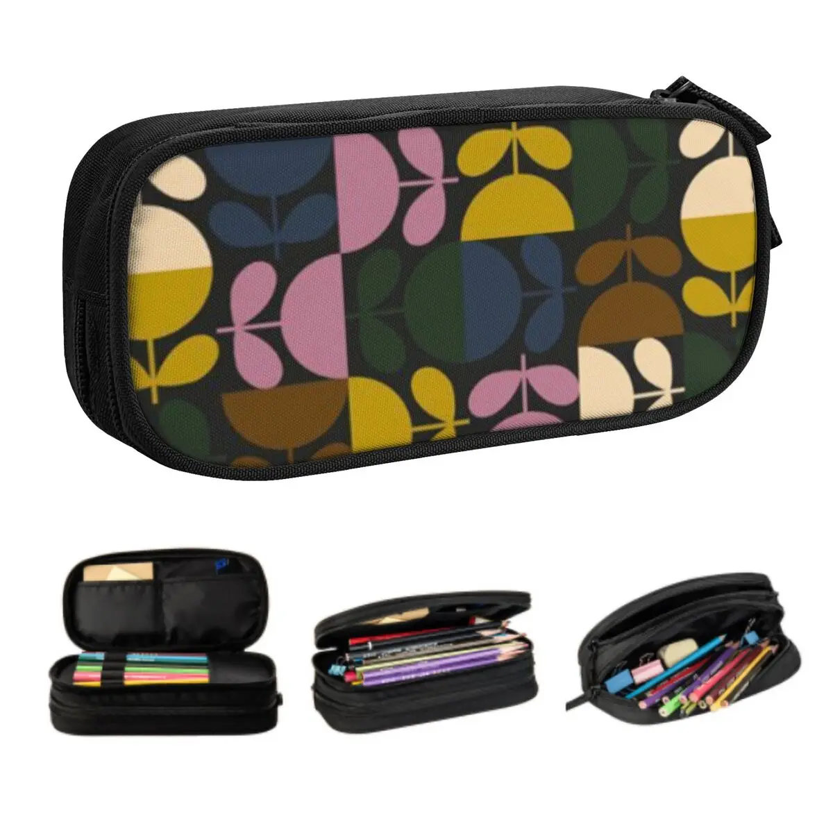 Orla Kiely Multi Stem Geometric Pencil Case for Girls Boys Big Capacity Scandi Mid Century Modern Pen Box Bag Stationery