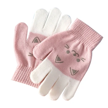 Cartoon Bear Bunny Pattern Glove Winter Warm Gloves Boys Girls Kids Outdoor Playing Winter Gloves for 4-8 Years Old