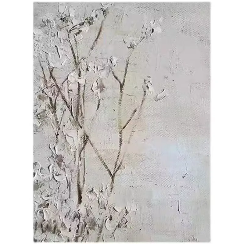 Pure Hand Drawn Floral Texture Oil Painting Modern Simplicity Chinese Style Decorative Painting Living Room Sofa Background Wall