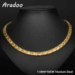 ARADOO Classic Water Drop Titanium Steel Necklace Stainless Steel Hematite Magnetic Therapy Necklace Collar