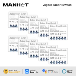 MANHOT Zigbee3.0 Mini Light Smart DIY Switch 2Way 12A Module Control Smart Relay Automation Breaker Works With Tuya Google Home