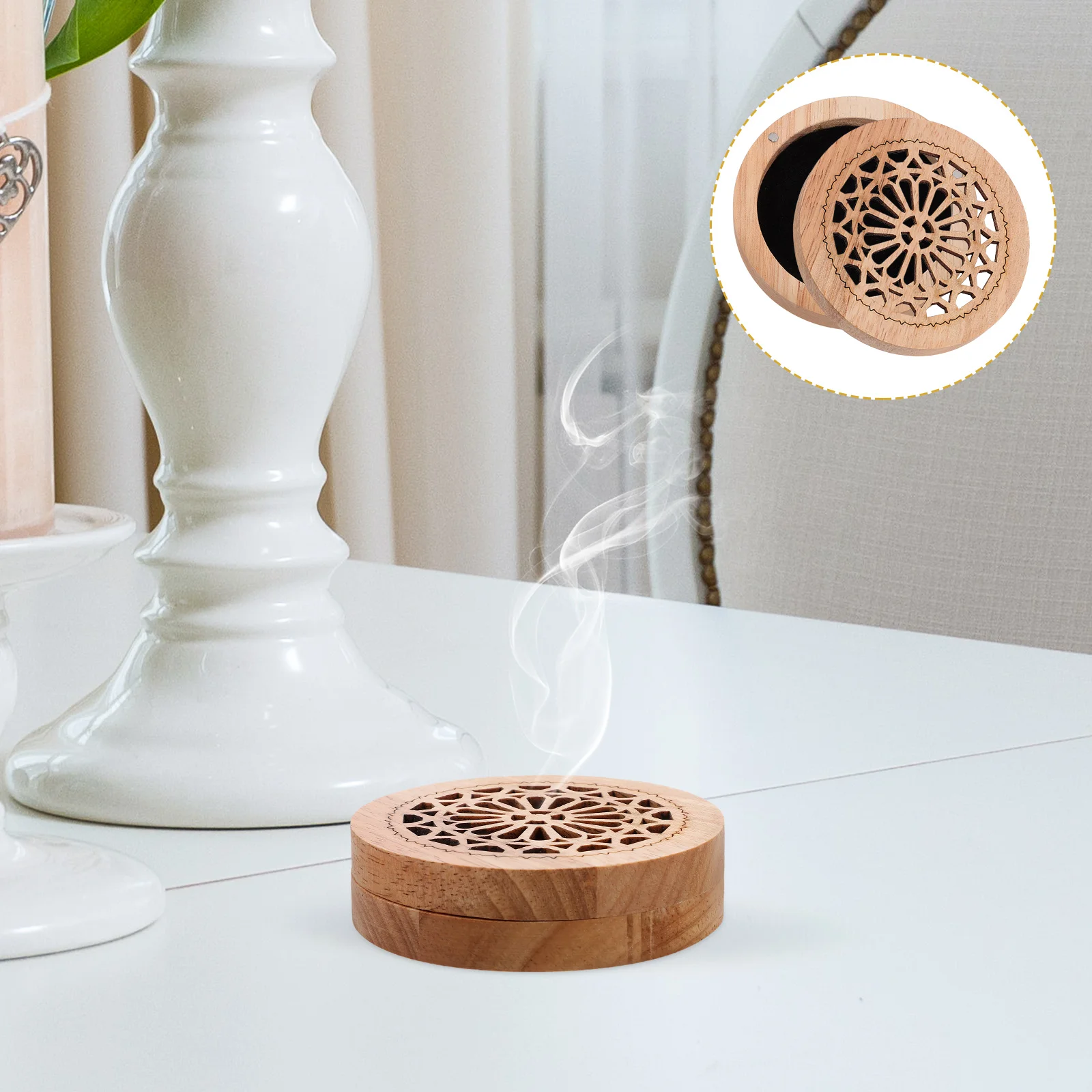 Solid Wood Aromatherapy Box Decorative Incense Burner Wooden Censer Cones Holder Sticks Refined Tabletop