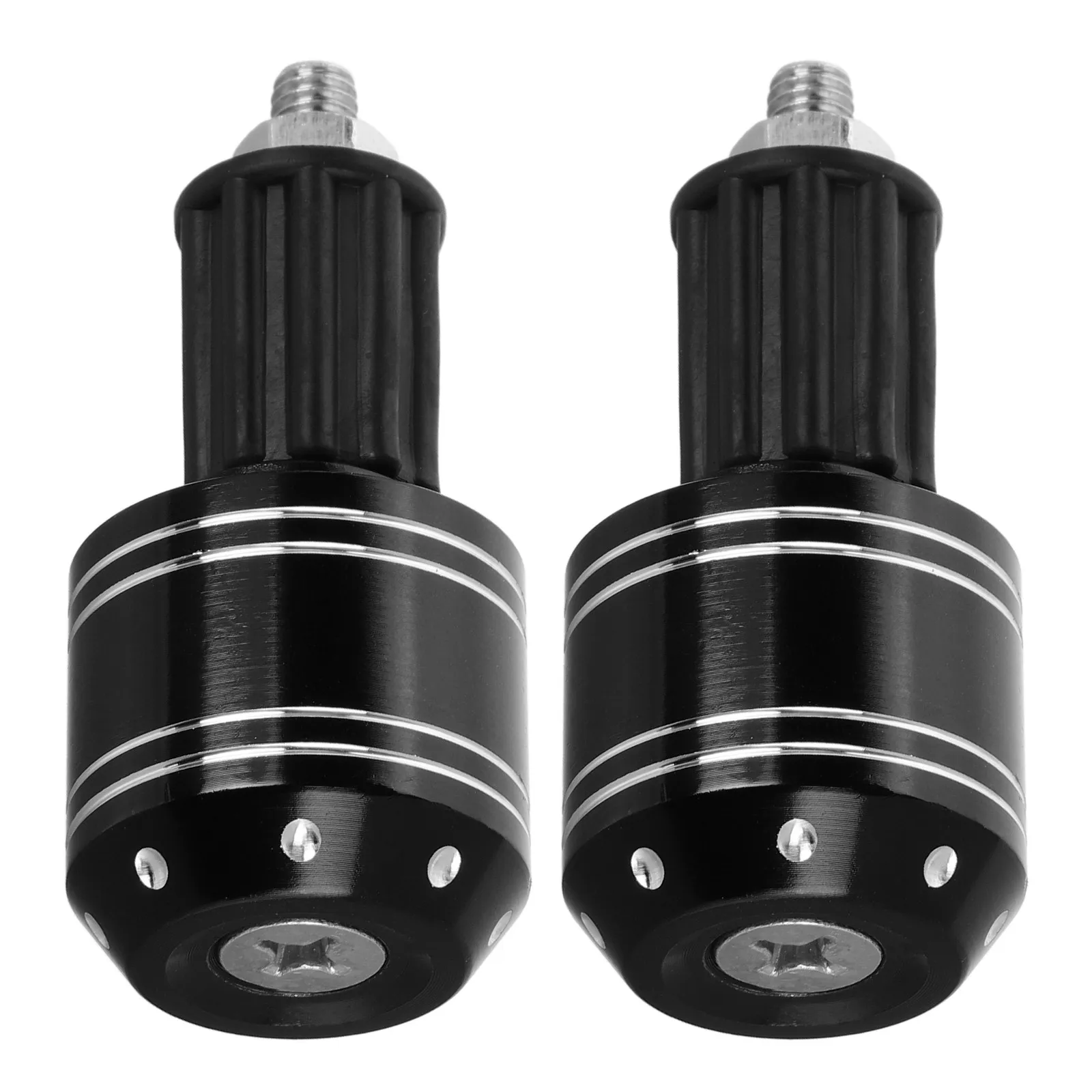 

2Pcs Motorcycle Handlebar End Caps Offroad Aluminum Alloy Anti-Vibration Bar Ends White Dot Stripe Protective Handlebar Plugs