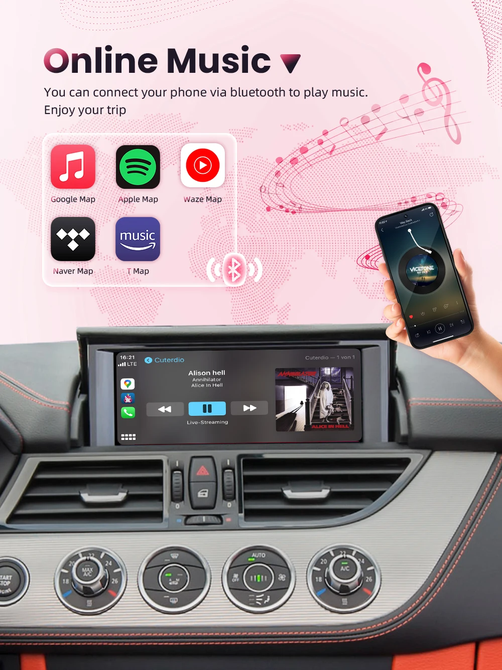BONROAD Wireless CarPlay Android auto Module Apapter for BMW Z4 E89 CIC EVO System with Bluetooth Airplay Mirror Link Functions – Detail 4