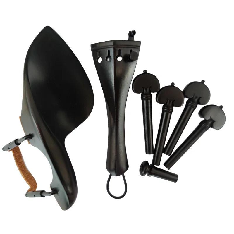 High quality whole set violin parts ebony accessories 4/4 size, chin rest tailpiece pegs endpin