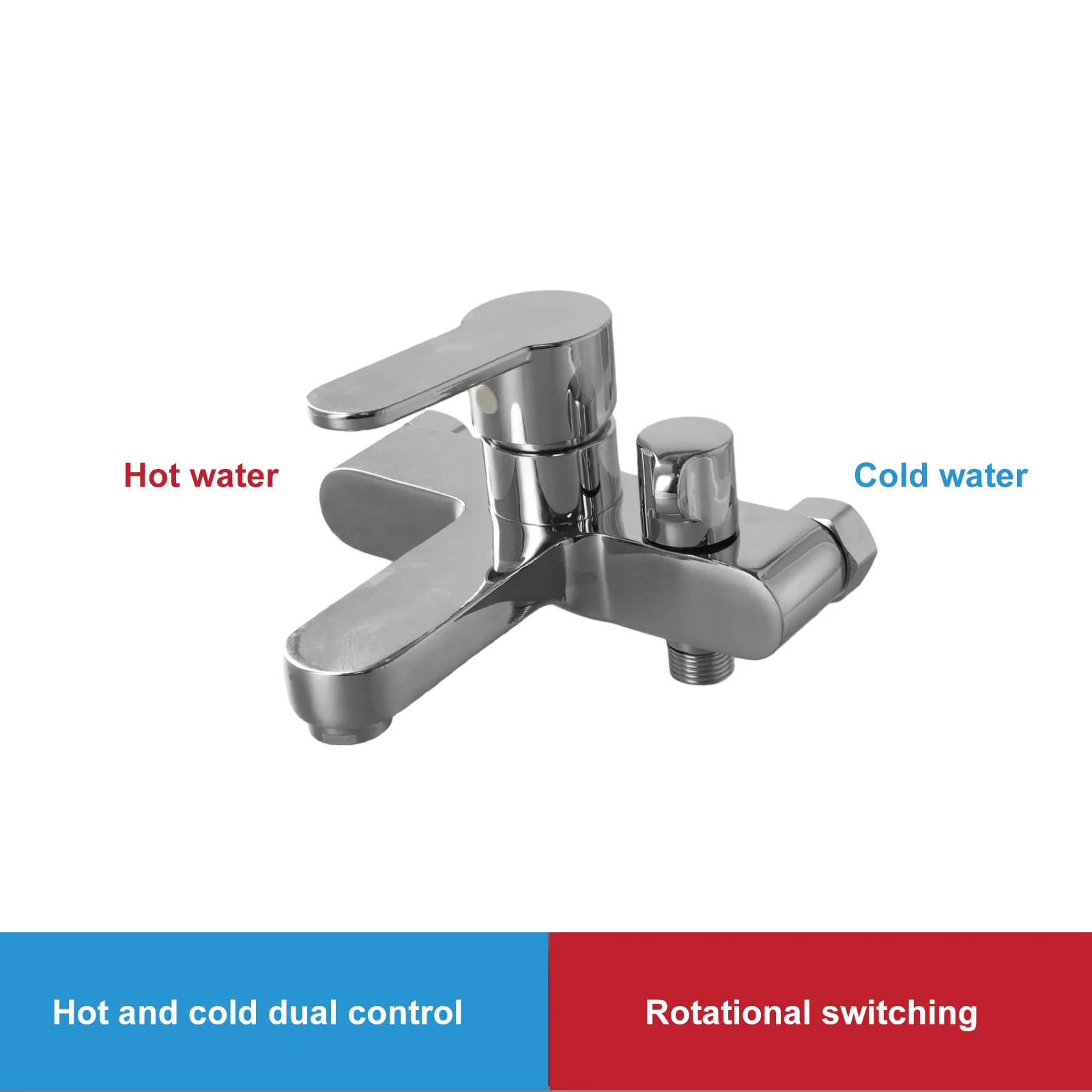Bathtub Shower Mixer Faucet with Hot Cold Water Mixing Capability Brass Construction and Side Shower Spray Outlet