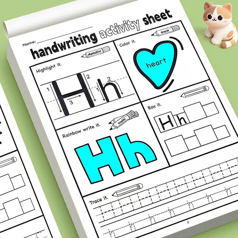 Kids Beginner ABC Tracing Letters Educational Workbook, Step-by-Step Handwriting Practice and Animal Word Matching Worksheets