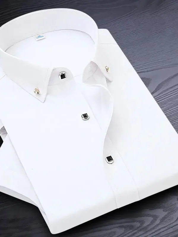 

Men's Pure Color ort Sve irt Collared Summer Casual Wear Loose Fit Regular Length Button down Chinese Brand