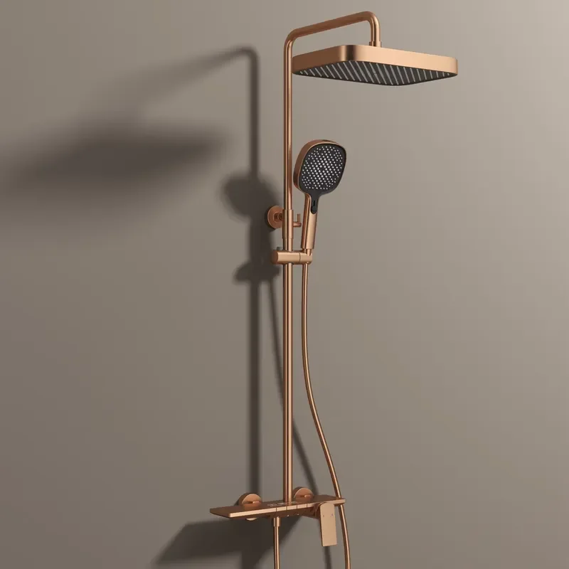 Premium Full Brass Concealed Shower System Wall Mounted Waterfall Rain Shower Set for Hotel Bathrooms
