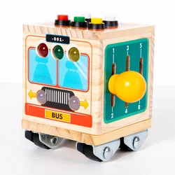 Busy Bus Montessori Busy Board Sensory Toys Wooden With LED Light Switch Control Toys for Children Kids Games