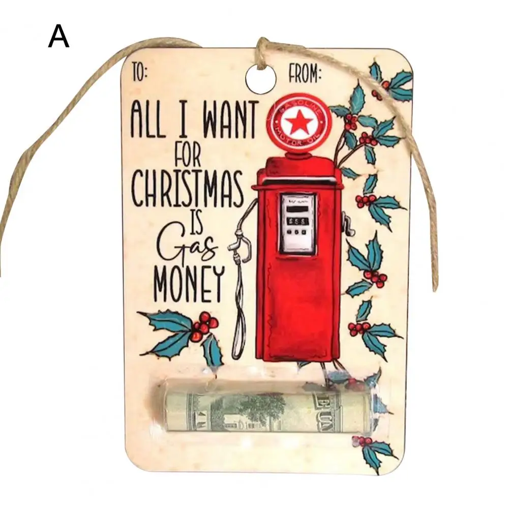 Christmas Money Holder Xmas Style Wooden Card Pendants Christmas Card Lucky Money Clip for Senior Gifts Unique New for Friends