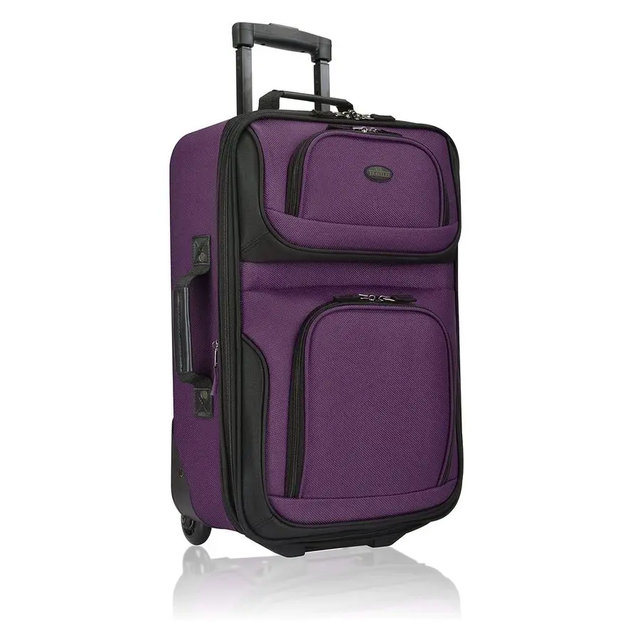 

Lightweight Softside Rolling Carryon Suitcase, 2Wheel Single, Purple