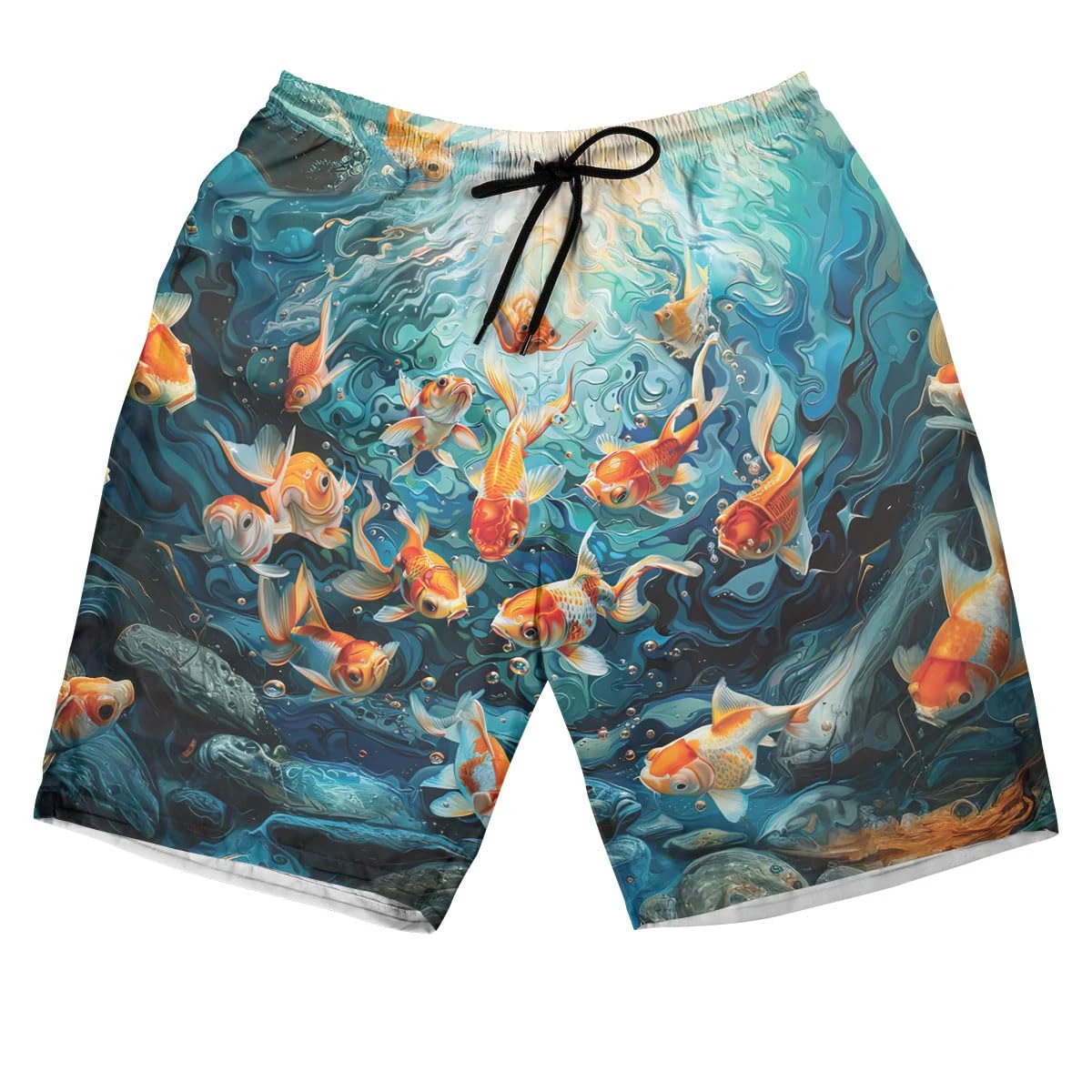 Abstract Fish Graphic Beach Shorts Harajuku Fashion Women Board Shorts Sea Fish Bermudas Ocean Goldfish Carp Male Boardshorts