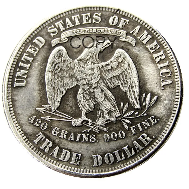 US 1882 Trade Dollar Silver Plated Copy Coin