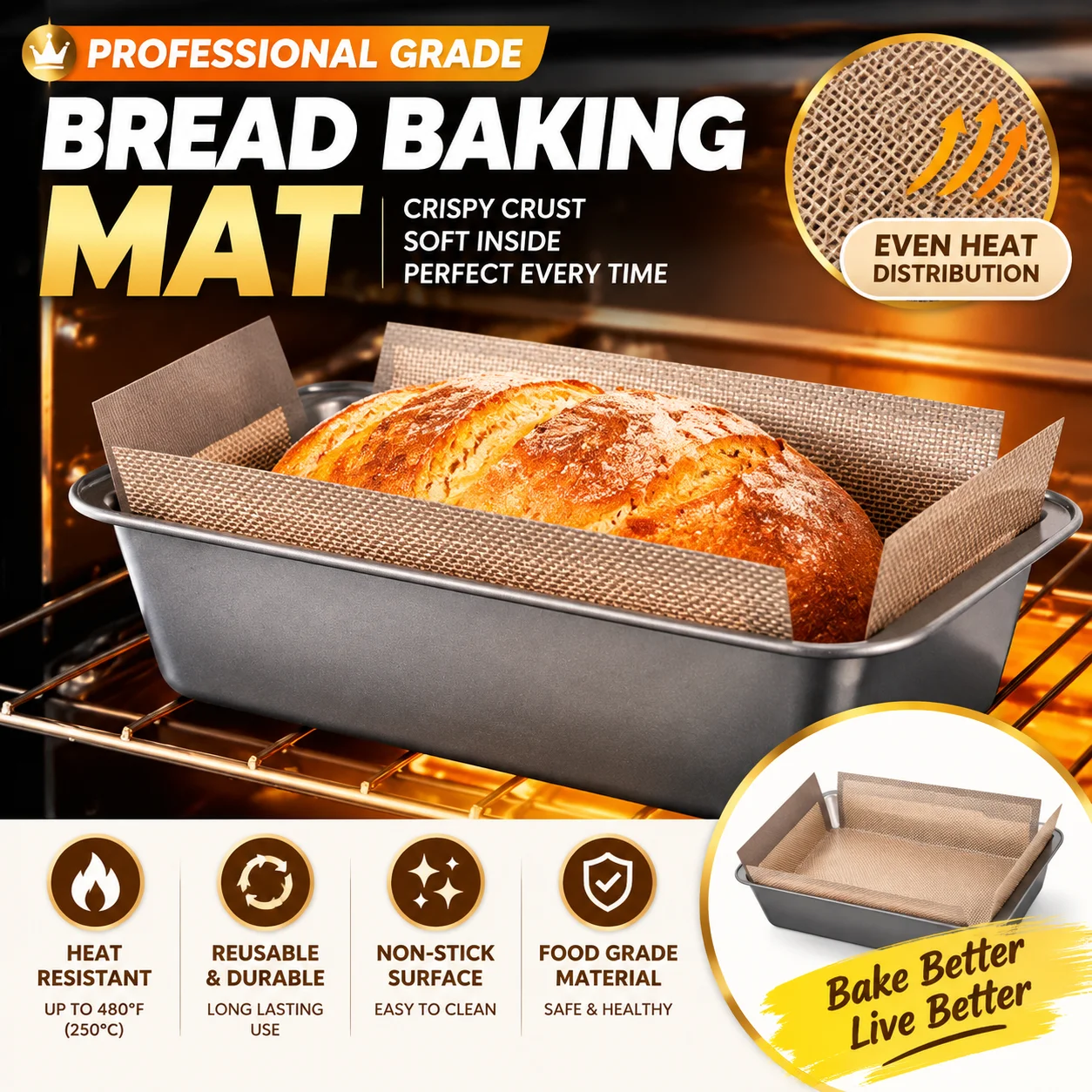 Kitchen Grade Baking Sheet - Lebensmittelechte Silikon-Backmatte, Antihaft-Toast- und Brotbackblech, hitzebeständige,