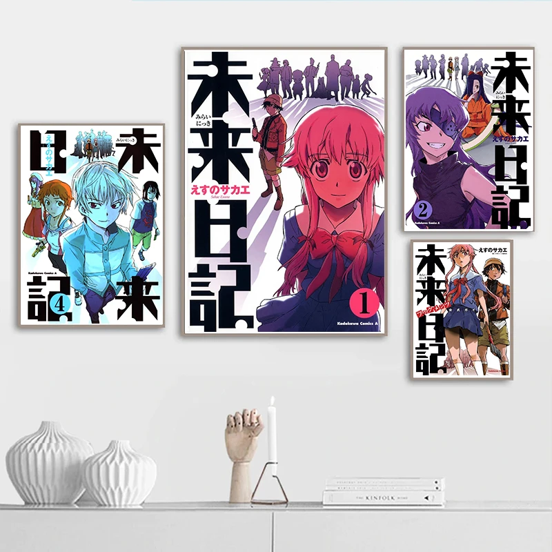 Anime Figure Mirai Nikki The Future Diary Poster Aesthetic Canvas Painting Home Decoration For Wall Art Mural Kawaii Room Decor